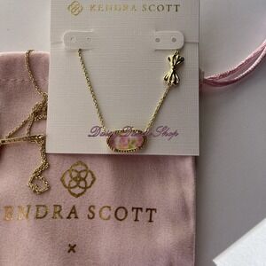 🎀New Kendra Scott Love Shack Fancy Elisa Pink Blooming Heirloom Gold Necklace🎀